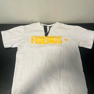 VLONE White Tee with Yellow 'FRIENDS' Print